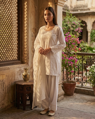 Elegant White Cutwork Embroidered Salwar Kameez - 3 Piece Chikankari Style Suit