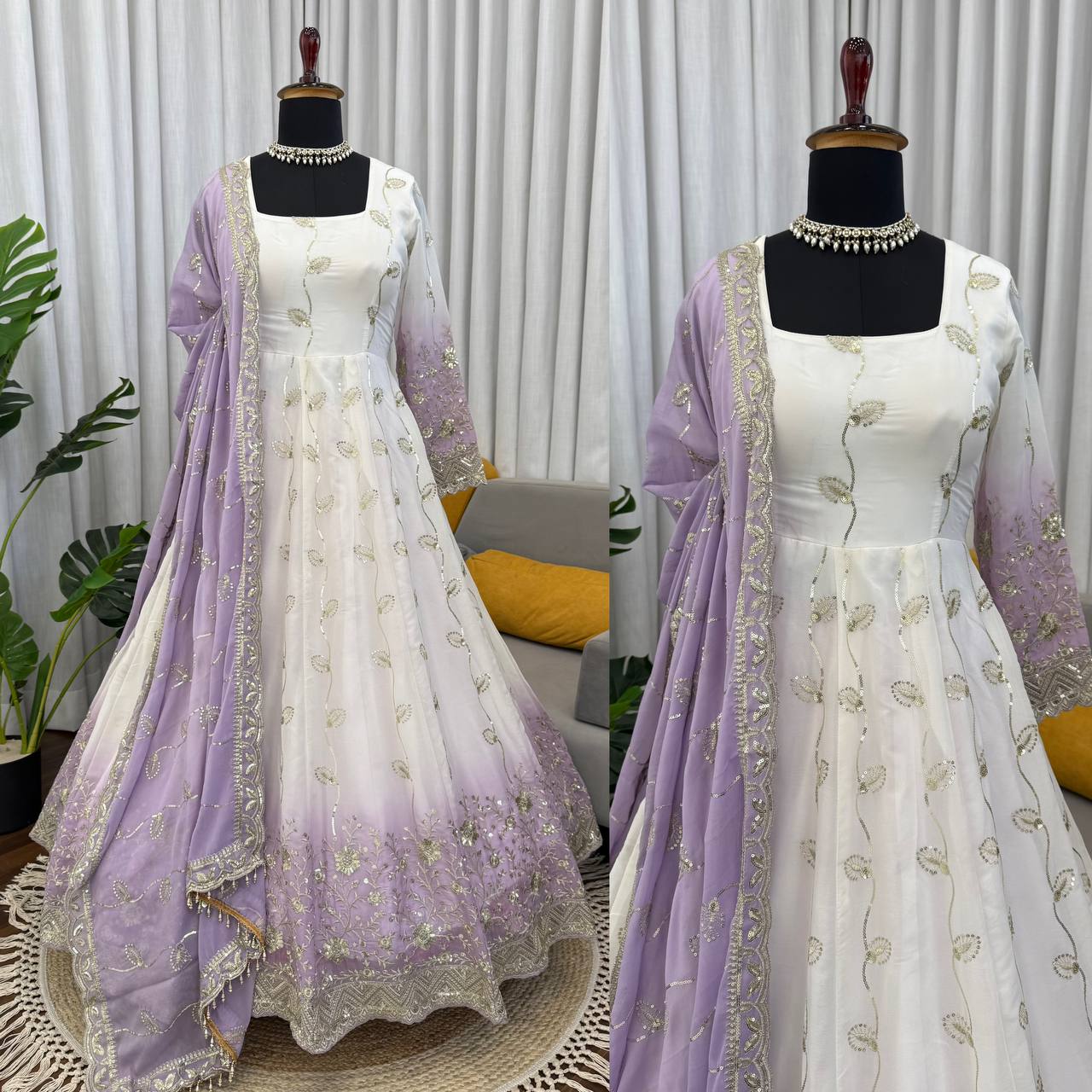Lavender Ombré Anarkali Suit Set - Designer Wedding & Festive Wear