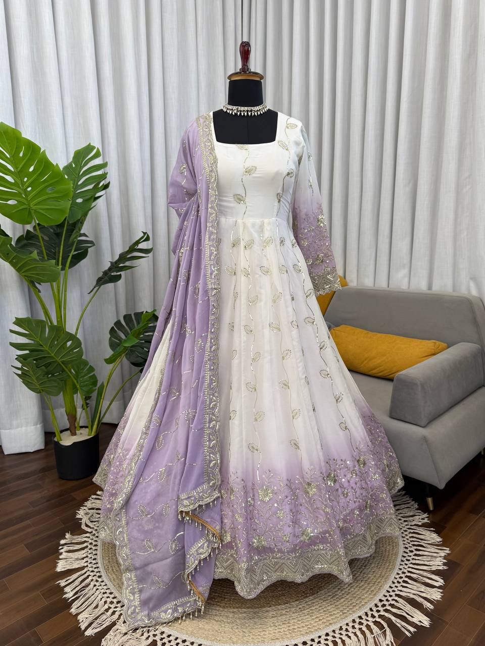 Lavender Ombré Anarkali Suit Set - Designer Wedding & Festive Wear