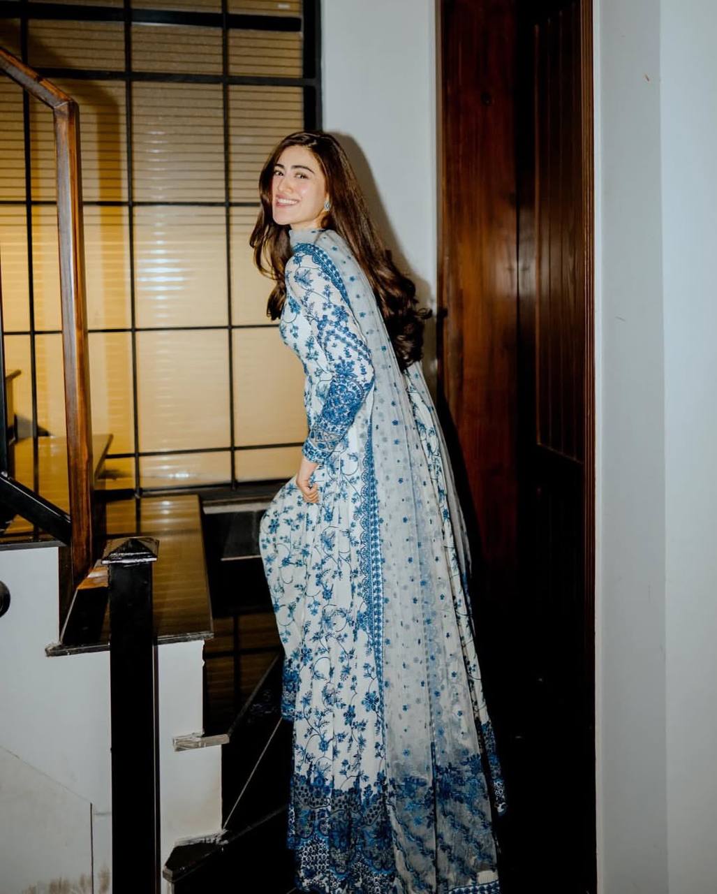 Designer Blue Embroidered Anarkali Set